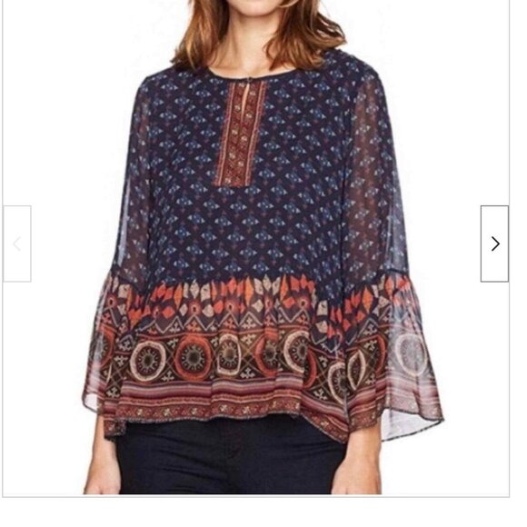 Joie  Hakima Print Peasant Top Boho Blouse Shirt Silk  blouse S - Picture 1 of 16